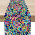 Vintage Paisley Table Runner, Blue Classical Luxury Old Fashioned Paisley Floral Print Table Center Decor for Family Kitchen Table Decorations Indoor Outdoor 13x72 inch