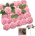 Blush Pink Artificial Roses 25pcs, Real Looking Fake Flowers with Stems for DIY Wedding Centerpieces, Bridal Shower, Party, Valentine's Day Gift, Home Decor