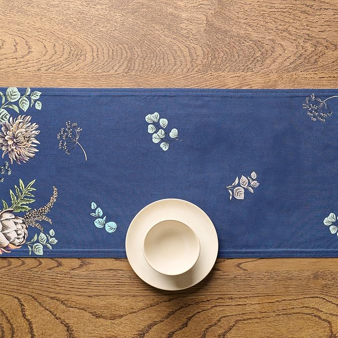 Maison d' Hermine Table Runners 100% Combed Cotton Premium 14.50 Inch x 108 Inch Tablerunner, Decorative Table Runner, Dining, Buffet Parties & Camping, Artichoke (Double Layer)