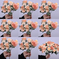 8 Pack Artificial Peony Flowers, Silk Peonies Flowers Fake Peonies Artificial Flowers Peonies Hydrangea Bouquet for Centerpiece Table Wedding Party Home Decor (8, Champagne + Yellow)