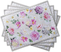 Maison d' Hermine Placemats Set of 4 100% Cotton Washable Cloth Place Mats, Reusable Table Mats for Kitchen Dining Decoration, Party, Restaurant Spring/Summer (Sweet Rose Lavender - Lush, 13" x 19")