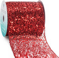 CT CRAFT LLC Sparkling Glitter Mesh Wired Ribbon 4" x 10 Yards Red for Christmas Home Decor Bow Gift Wrapping DIY Crafts Wreath