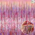 4 Pack Rose Gold Tinsel Foil Fringe Curtain Backdrop, 3.28Ft x 8.2Ft Metallic Streamers for Photo Booth Wedding Bridal Shower Bachelorette Birthday Halloween Christmas Party Decoration
