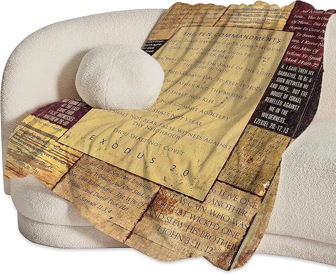 Christian Bible Blanket 10 Commandments Throw Blanket Christian Gifts and Decor Religious Bible Verse Blanket for Women Men Kids Adults Soft Warm Cozy Fleece Blanket for Couch Sofa Bed 80"x60"
