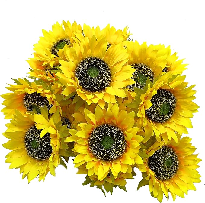 Artificial Flower 20pcs 6''W Silk Sunflower Heads Real Looking Fake Sunflower for Wedding Centerpieces Home Décor Wall Wreath Photography Props(Yellow)