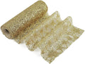 MEEDEE Gold Glitter Mesh Star Web Ribbon 10 Inch Wide by 10 Yards Roll Gold Mesh Fabric Ribbons Decorative Mesh Ribbon for Christmas Tree, Garland, Holiday Crafts, Wreaths, Bows, Home Decor