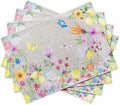 Maison d' Hermine Placemats Set of 4 100% Cotton Washable Cloth Place Mats, Reusable Table Mats for Kitchen Dining Decoration, Party, Wedding, Restaurant Spring/Summer (Jardin D'Ete - Fog, 13" x 19")