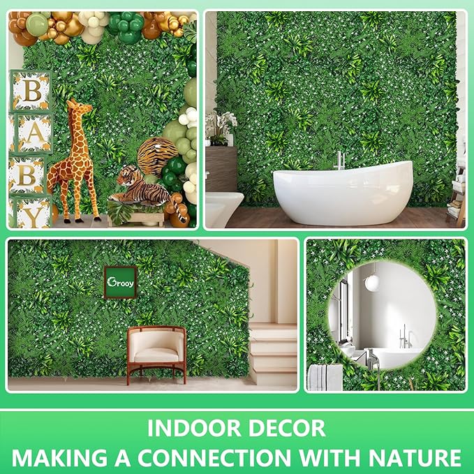 Grass Wall, Artificial Boxwood Panels 20"x20"(8pcs), Privacy Hedge Fence Screen with UV Protection, Greenery Backdrop for Indoor Home Wedding Decor and Outdoor Garden Backyard