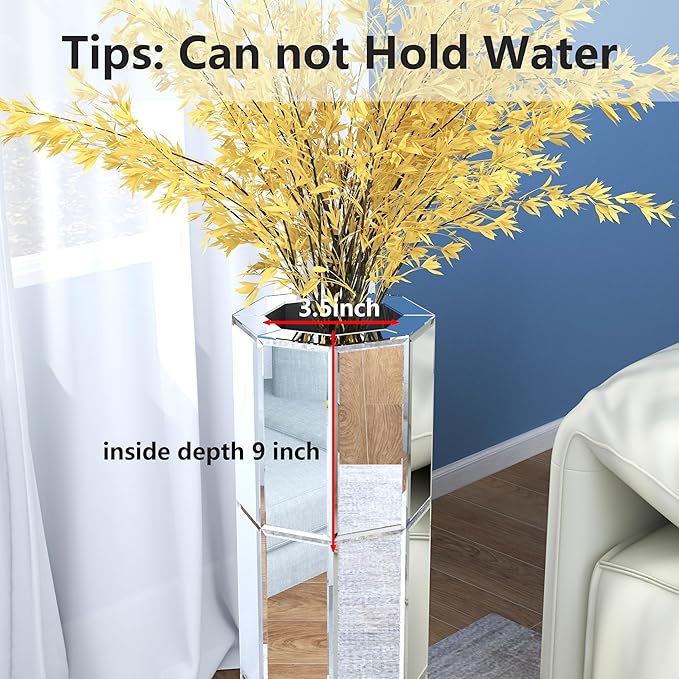Mirror Floor Vase 28 inch High, Silver Decorative Glass Tall Vases for Decor Living Room Large Big Cylinder Standing Vase for Bedroom Home Corner Indoor Office