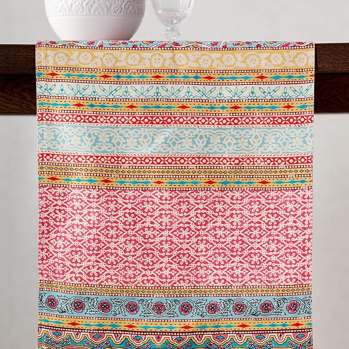 Maison d' Hermine Tablerunners 100% Combed Cotton Premium Table Runner Decorative Table Cover for Home, Kitchen, Dining, Parties & Camping, Lauris , Double Layer - (14.5"x72")