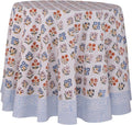 ATOSII Flora Bloom 100% Cotton Round Tablecloth, Handblock Print Floral Table Cloth for Kitchen Dining Linen I Parties, Weddings, Outdoors, Spring Summer I 90" Inches Round