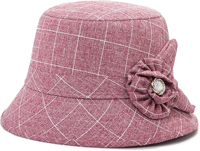 Glamorstar Cloche Hats for Women Vintage Bowler Hat Floral Fedora Bucket Hats