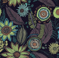 Vintage Boho Wallpaper Peel and Stick, Dark Purple/Green Gothic Floral Contact Paper 17.5" x 399.7", Retro Flower Bohemia Wall Paper Self Adhesive Removable Waterproof for Shelves Cabinet Table Drawer