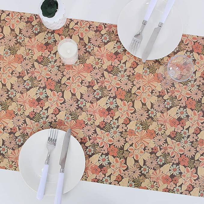 Aimyoo Kraft Floral Wrapping Paper Jumbo Roll, All Occasion Flower Gift Wrap Paper for Wedding Bridal Shower Birthday, 17 in x 60 ft