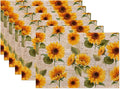 Vintage Sunflower Placemats Set of 6,Waterproof Heat Resistant Dining Table Plate Mat for Home Kitchen Dining Table 12x18Inch
