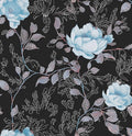 Black Blue Floral Peel and Stick Wallpaper Flowers Contact Paper 17.5"x118" Self Adhesive Waterproof Vintage Dark Floral Wall Paper for Shelf Liner Cabinet Decor
