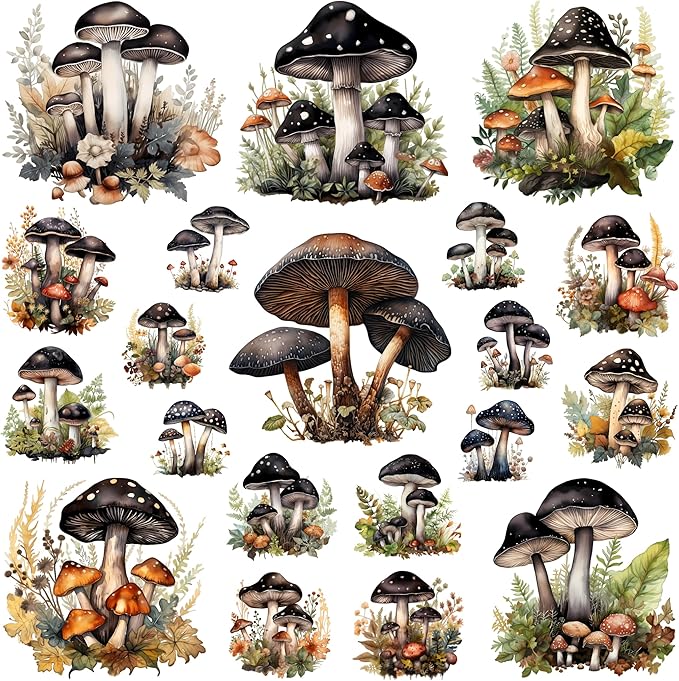 XERE 400 Pcs Mushrooms Flora and Fauna Scrapbook Stickers Set for Scrapbooking and Journaling Notebooks, Junk Journal Supplies, Sketchbook, Bookmark Making, Planner Sticker