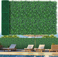 60"x 120"(50 sq.ft) Artificial Boxwood Roll Panels with Flowers, UV-Anti Faux Ivy Leaves Privacy Fence Screen, Grass Wall Roll Panels for Indoor Home Decor and Outdoor Garden Backyard