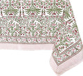 ATOSII Nargis Pink 100% Cotton Rectangle Spring Tablecloth, Handblock Floral Print Linen Table Cloth for Kitchen Dining I Parties, Outdoors, Weddings, Summer I 72 X 108 Inches I 8 Seater