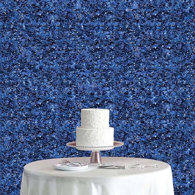 Flower Wall Panel Set, U'Artliens Artificial Wall Flower Backdrop 24x16 Inch 3D Silk Hydrangea Rose Floral Panel for Photo Background Home Party Wedding Backdrop Decoration(2pcs, Royal Blue)
