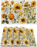 Retro Sunflower Placemats Set of 4, Flower Plants Place Mats Non-Slip Heat Resistant Washable Placemat for Party Kitchen Dining Table Decoration Indoor Outdoor 12x18 Inch