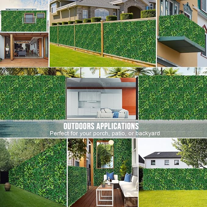 Artificial Boxwood Panels, Grass Wall Panels 20"x20"(6pcs), Privacy Hedge Fence Screen with UV Protection, Fake Greenery Backdrop for Indoor Wedding and Outdoor Garden Backyard