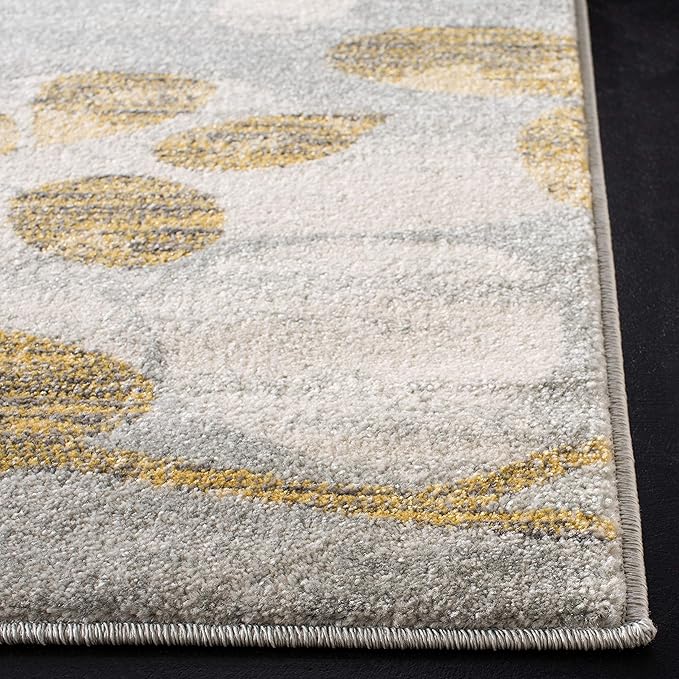 SAFAVIEH Evoke Collection 2'2" x 11' Grey / Gold EVK236P Floral Non-Shedding Living Room Bedroom Runner Rug