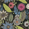 Boho Wallpaper Peel and Stick,Dark Green Vintage Floral Contact Paper, Retro Botanical Flowers Bohemia Wall Paper Self Adhesive Removable Waterproof for Bathroom Shelves Cabinet Table 17.5" x 118"