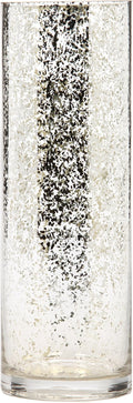 Hosley 12 Inch High Metallic Silver Speckled Finish Glass Floral Vase. Ideal Gift for Floral Arrangements Weddings Bridal Spa Meditation Reiki Rose Vase Nautical Settings Led Lantern Votive Garden P1