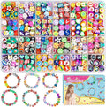 Gionlion 500 Pcs Polymer Clay Beads Bracelet Making Kit，24 Style Animal Fruit Flower Butterfly Bunny Pony Letter Beads Charms for Jewelry Making, DIY Art and Crafts Toys Gifts for 4+ Year Old Kids