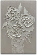 moshinart 24 x 36in Hand-Painted Oil Painting 3D Texture Black White Grey Modern Minimalist Black Abstract Wall Art, Home Office Wall Decoration White Rose