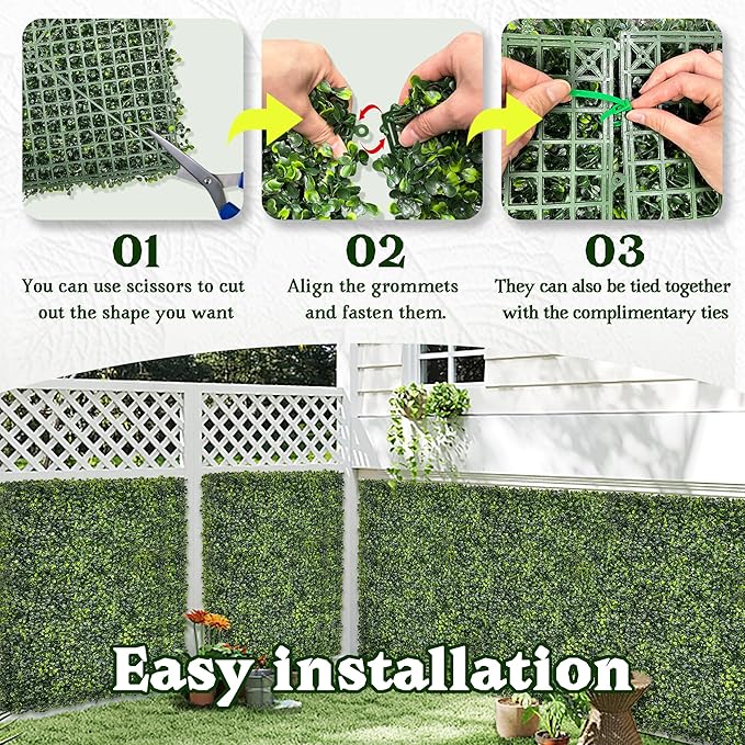 Artificial Boxwood Roll Panel Backdrop: 72"X144" UV-Anti Greenery Faux Grass Wall Hedge for Indoor Outdoor Green Decor & Backyard Background Decorations Fence Covering Privacy