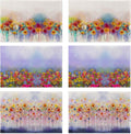 Spring Weeds Placemats Set of 6,Washable Heat Resistant 12×18 Inch Linen Table Mats Purple Nature Landscape Place Mats for Party Outdoor Dining Décor
