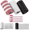 Swpeet 3 Rolls 6 Inches Mesh Ribbon Glitter Metallic Wrapping Ribbon Kit, Glitter Tulle Fabric Spool Ribbon Metallic Foil Mesh Ribbon for DIY Project Wreaths Party Decorations Wrapping Craft