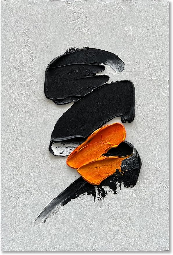 Epicler art Hand-painted black and white Abstract wall Decoration Oil Painting Contemporary minimalist art works living room, bedroom, dining room wall decoration 36x24 inches