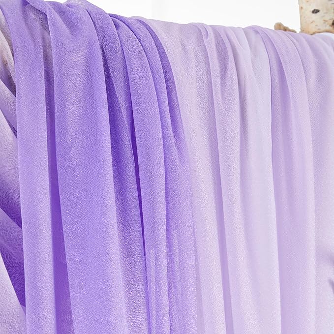 Wedding Arch Flowers Kit (Pack of 5) 2pcs Purple Artificial Floral Swag and 3pcs Draping Fabric for Wedding Flower Arch Decor Ceremony Arbor Reception and Backdrop (Lilac and White)