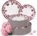 Trendables Plastic Plates For Party Supplies, Floral Disposable Plates For Party & Weddings 200 Pcs - 100 x 8 Dessert Plates & 100 x 10 Plastic Dinner Plates, Plate Set Disposable Dinnerware Sets