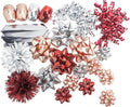 CT CRAFT LLC Gift Bows 22 PCS Set Multi Colored Assorted - Bow x 18 pcs + Kegg Roll x 4 pcs- Silver/Red/Rose Gold, Holiday Christmas Birthday Party Wrapping