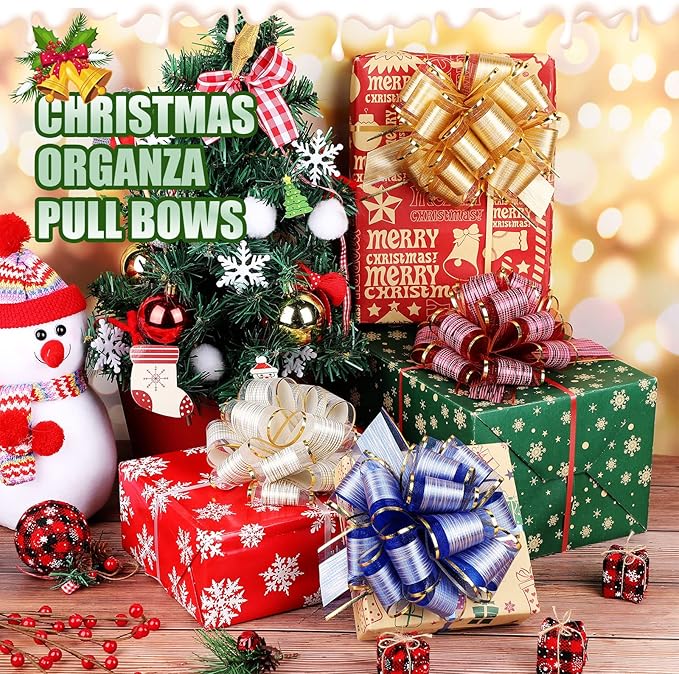 WILLBOND 20 Pieces 6 Inch Pull Bows Gift Wrapping Ribbon Pull Bows for Christmas Wedding Baskets Valentine Multicolor Wrap Accessory for Gift Present Holiday Decor(Assorted Color)