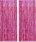2 Pack 3.2ft x 8.2ft Pink Metallic Tinsel Foil Fringe Curtains Backdrop for Pink Party Birthday Wedding Bachelorette Baby Shower Holiday Party Decorations Photo Booth Props