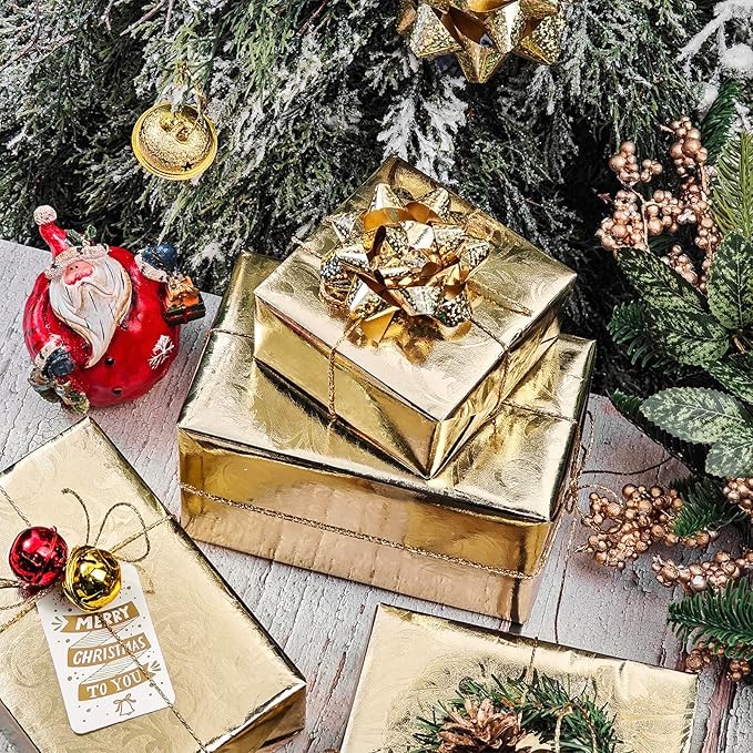 LeZakaa 3D Embossed Floral Foil Gold Wrapping Paper, Vintage Flower Metallic Foil for Birthday Christmas Party Holiday Gift Wrap, for DIY Crafts Scrapbook, Mini Roll 17 inch x 32.8 Ft(Gold)