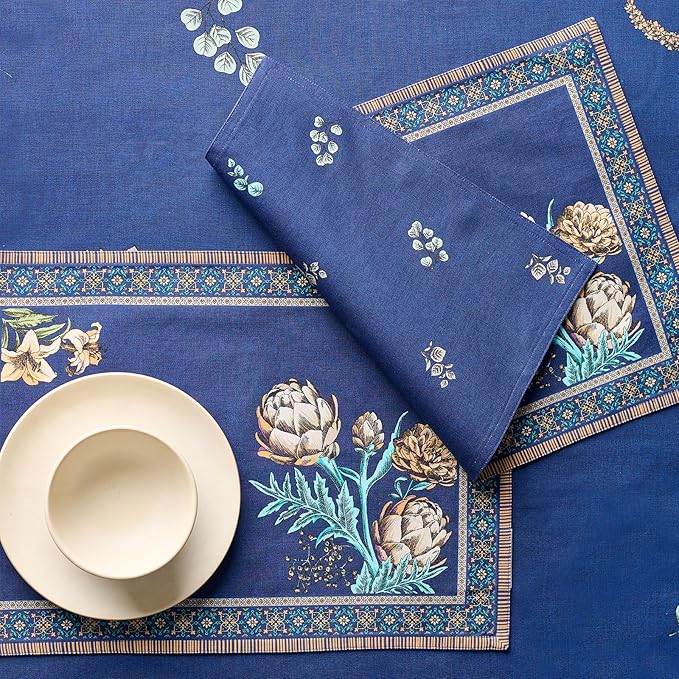 Maison d' Hermine Placemats 100% Combed Cotton Premium Set of 4 Decorative Washable Table Cloth Placemat, Dining, Buffet Parties & Wedding Use Artichoke (13 Inch x 19 Inch)