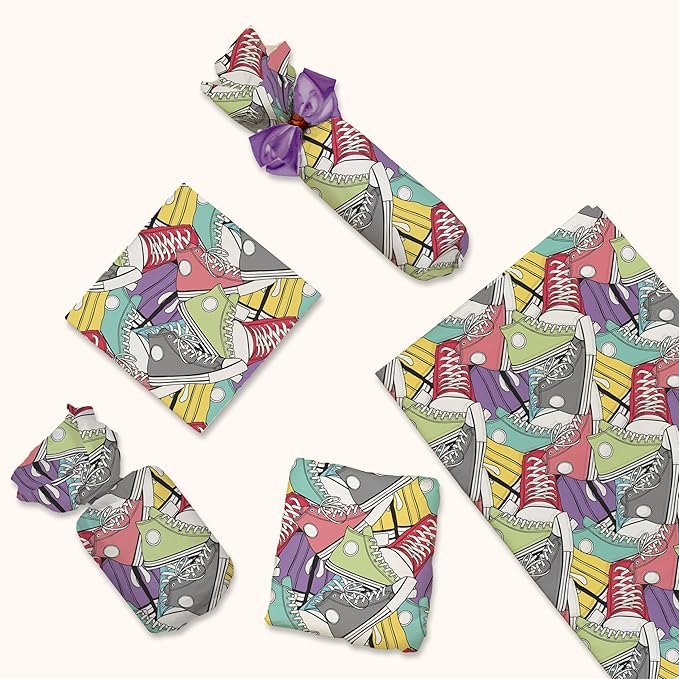 Pro Supply Global Sneakers Printed Tissue Paper for Birthday Party Gift Bags or Boxes and Wrapping - Bulk Decorative Art Tissue Paper for Packaging and Gifting | 24 Sheets 20" x 30"