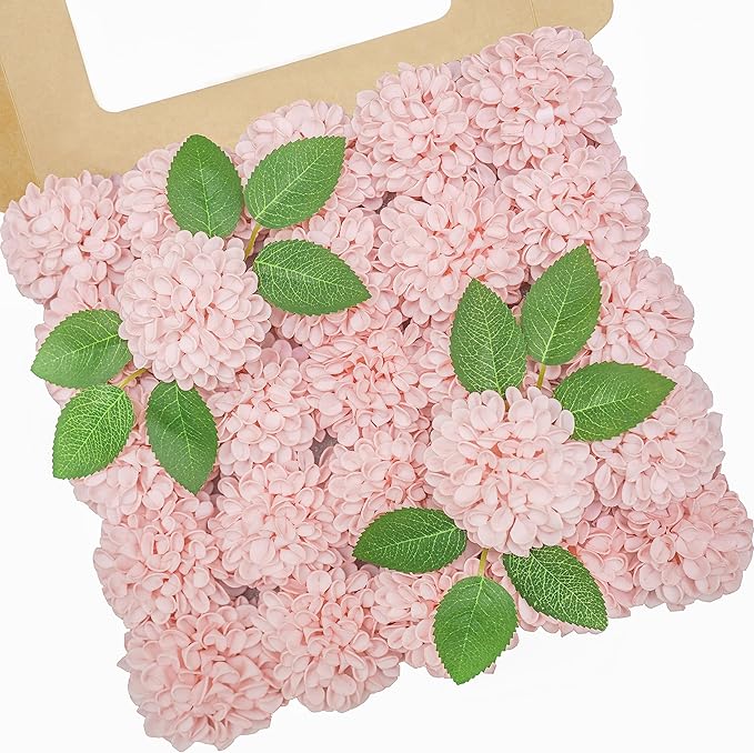 Artificial Flowers, 100pcs Realistic Artificial Rose for DIY Wedding Bouquets Centerpieces Arrangements, Pink Dahlia Flowers with Stem for Bridal Shower Party Home Decorations