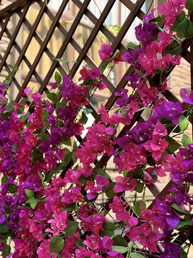 12PCS Bougainvillea Artificial Flowers 31.50" Long Stem Fake Silk Bougainvillea Branches Hot Pink Faux Hanging Flowers Vines for Wedding Centerpieces Home Garden DIY Decorations (Deep Pink)