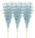 Sea Team 24-Pack Artificial Glitter Berry Stem Ornaments, Decorative Bead Sticks, Glittery Twigs, Picks, Branches for Christmas Tree, Small Vase, Holiday, Wedding, Party (17 Inches, Babyblue)