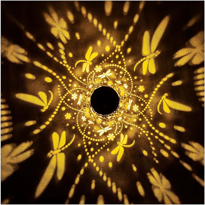 2 Pack Dragonfly Solar Lanterns Outdoor Waterproof Hanging Solar Lights Dragonfly Gifts for Women Men Metal Decorative LED Lights for Garden Decor,Yard,Patio,Lawn,Tabletop,Pathway,Landscape