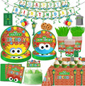 147PCS Cookie Party Supplies for Baby Birthday Party Street Themed Tableware Set Napkin Cups Forks Knives for 20 Guests