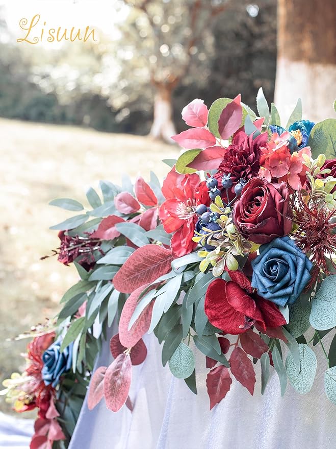 9FT Wedding Arch Flower Garland, Handmade Wedding Table Decorations,Head Table Floral Decor for Noble and Charming Wedding Ceremony