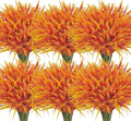 Ouddy Decor 24 Bundles Artificial Fall Flowers for Decorations, Fake Mums Faux Lavender Monkey Grass Plastic Plants UV Resistant for Garden Porch Farmhouse Autumn Harvest Thanksgiving Decor, Orange